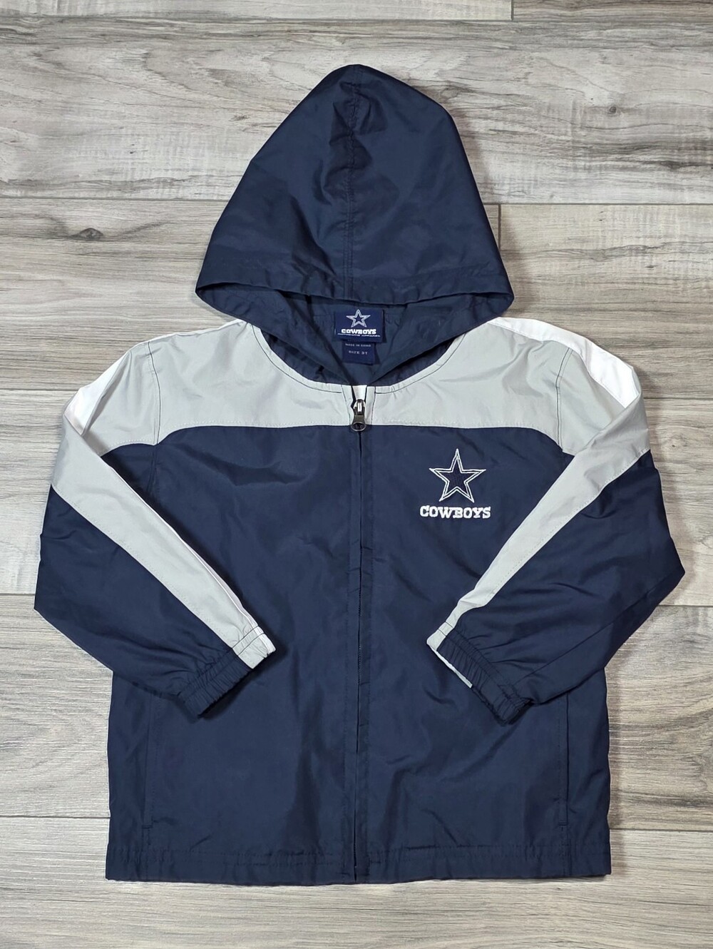 Dallas Cowboys Toddler Navy/Gray Full Zip Hooded Windbreaker Jacket, NFL • 3T